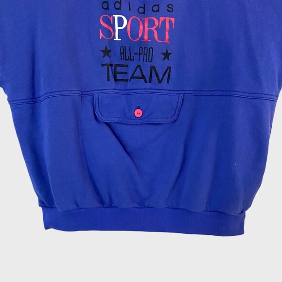 Vintage Adidas Sports Sweatshirt Blue/Pink Women's Medium Quarter-Zip Pullover - Picture 6 of 13